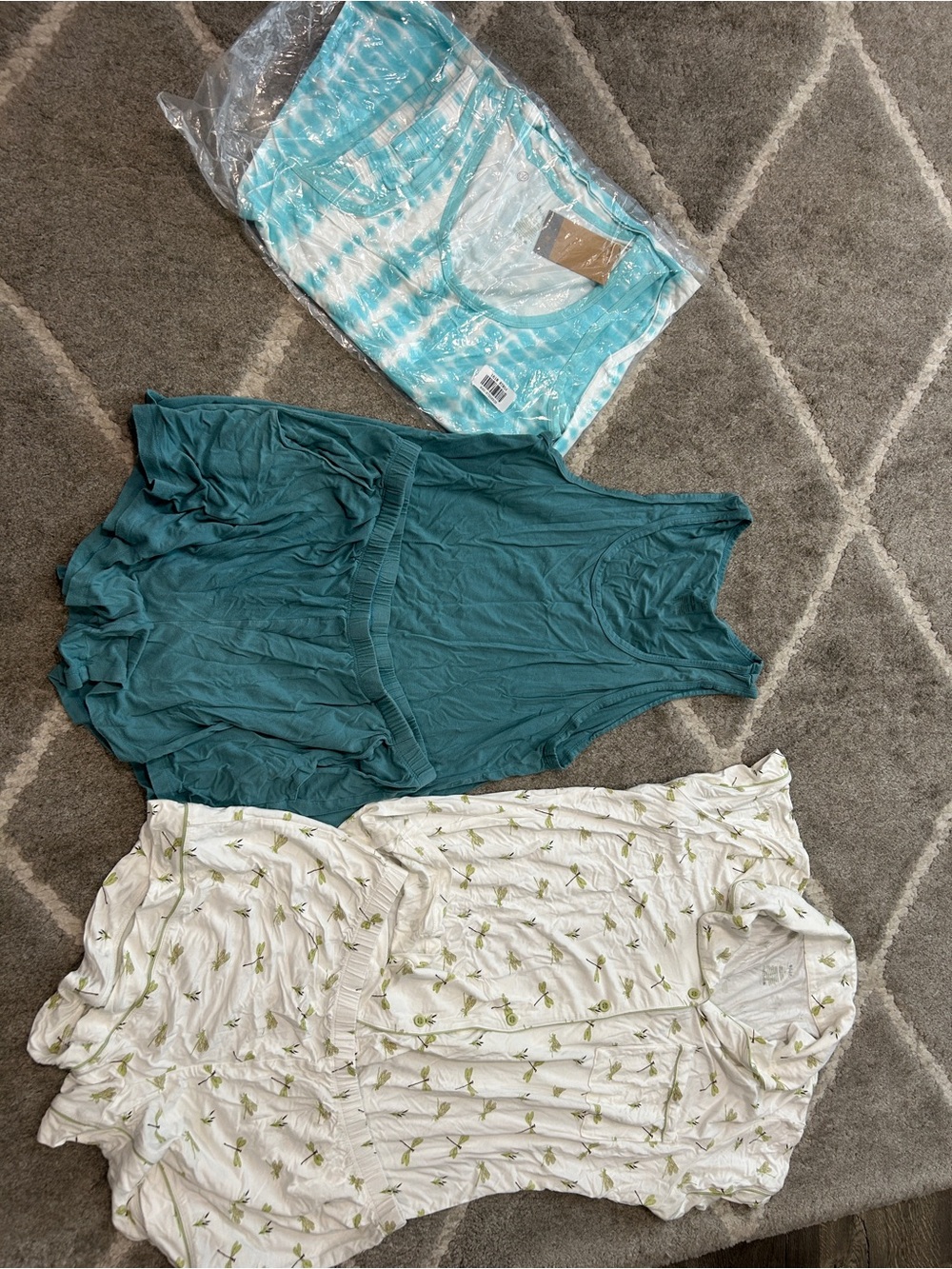 Kyte BABY Teal, dragonfly and Aqua Tie-Dye WOMENS Sleepwear Set
